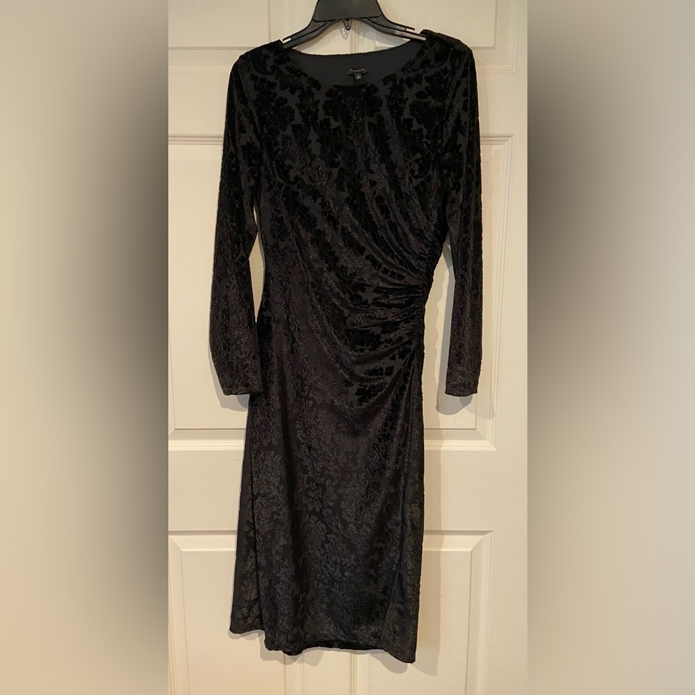 Talbots Velvet Floral Ruched Midi Dress